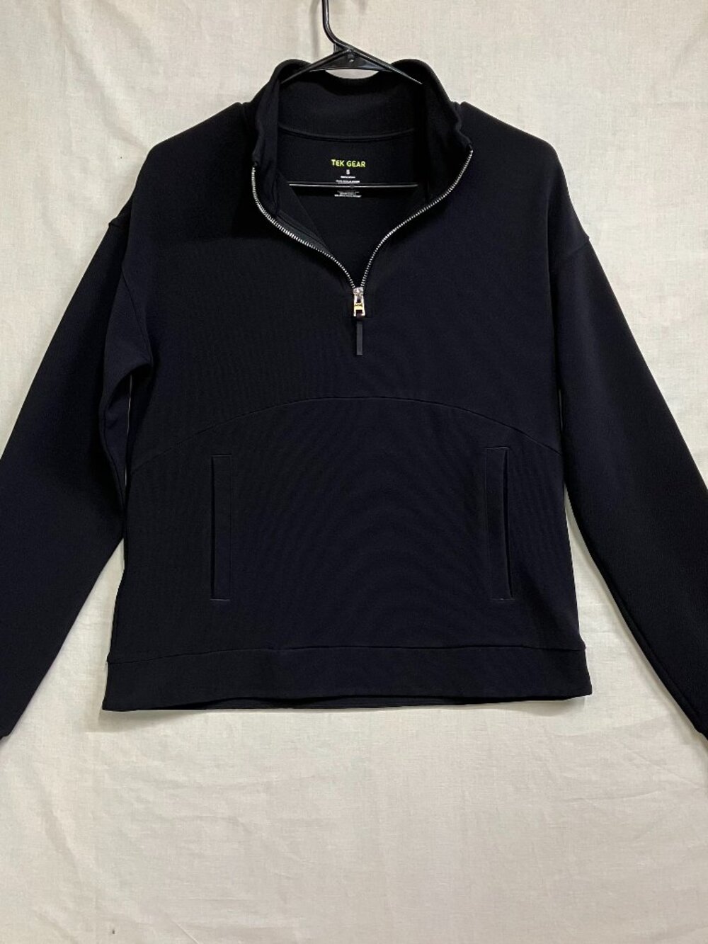 Tek Gear Pullover Jacket Women Small Black 1/4 Zip Athletic Stretch Lightweight